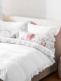 Funda de almohada de algodón con volantes Florence, Blanco, 45 x 85 cm