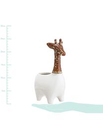 Handgefertigter Übertopf Giraffe aus Steingut, Steingut, Weiss, Braun, 17 x 25 cm