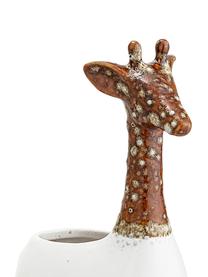 Handgemaakte plantenpot Giraffe van keramiek, Keramiek, Wit, bruin, 17 x 25 cm