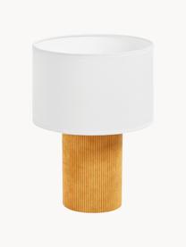 Petite lampe à poser Bianella, Blanc crème, velours côtelé jaune moutarde, larg. 20 x haut. 29 cm