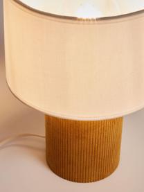 Kleine corduroy tafellamp Bianella, Lampenkap: stof, Lampvoet: corduroy, Crèmewit, corduroy mosterdgeel, Ø 20 x H 29 cm