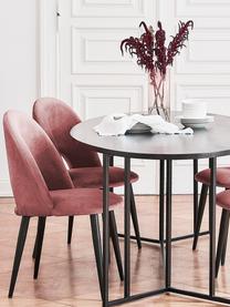Krzesło tapicerowane z aksamitu Rachel, Tapicerka: aksamit (poliester) Dzięk, Nogi: metal malowany proszkowo, Aksamitny brudny różowy, S 53 x G 57 cm