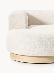 Modulares Sofa Natalie (3-Sitzer) aus Teddy-Bouclé mit Hocker, Bezug: Teddy-Bouclé (100 % Polye, Gestell: mitteldichte Holzfaserpla, Sockel: Massives Buchenholz, lack, Teddy-Bouclé Off White, helles Buchenholz, B 283 x T 197 cm