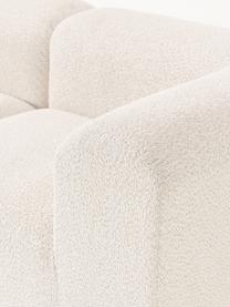 Modulares Sofa Natalie (3-Sitzer) aus Teddy-Bouclé mit Hocker, Bezug: Teddy-Bouclé (100 % Polye, Gestell: mitteldichte Holzfaserpla, Sockel: Massives Buchenholz, lack, Teddy-Bouclé Off White, helles Buchenholz, B 283 x T 197 cm