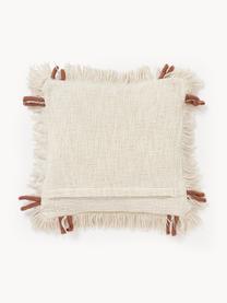 Ručně vyrobený bavlněný povlak na polštář s třásněmi Catalina, Světle béžová, terakotová, Š 45 cm, D 45 cm