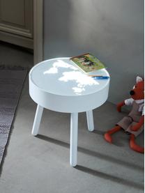 Table ronde bois blanc avec éclairage LED intégré Monroy, Blanc, Ø 40 x haut. 42 cm