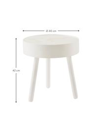 Table ronde bois blanc avec éclairage LED intégré Monroy, Blanc, Ø 40 x haut. 42 cm