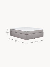 Boxspringbed Enya, Matras: 5-zones pocketvering, Poten: kunststof, Geweven stof grijs, B 140 x L 200 cm, hardheidsgraad H2