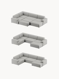 Divano angolare grande 4 posti Melva, Rivestimento: 100% poliestere Con 115.0, Struttura: legno massiccio di pino e, Piedini: plastica Questo prodotto , Tessuto grigio chiaro, Larg. 339 x Prof. 220 cm, parte angolare a sinistra