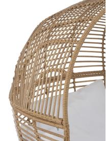 Korbsessel Oval aus Rattan, Braun, Weiß, 115 x 148 cm