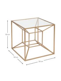 Tavolino da salotto dorato Cubo, Struttura: metallo rivestito, Dorato trasparente, Larg. 50 x Prof. 50 cm