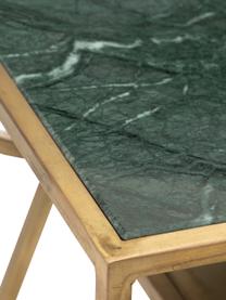 Stolik pomocniczy z marmuru Ricky, Blat: marmur, Stelaż: metal malowany proszkowo, Zielony, odcienie złotego, S 40 x G 60 cm