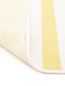 Gestreept in- & outdoor vloerkleed Axa in geel/crèmewit, Bovenzijde: 100% polypropyleen, Onderzijde: polyester, Crèmewit, geel, B 160 x L 230 cm (maat M)