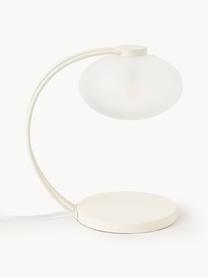 Lámpara de mesa pequeña Fay, Pantalla: vidrio opalino, Estructura: metal recubierto, Cable: cubierto en tela, Blanco crema, An 15 x Al 25 cm