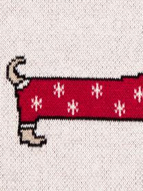 Manta de algodón Santas Little Helper, 100% algodón, Off White, rojo, An 150 x L 200 cm