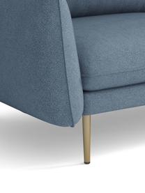 Poltrona imbottita in velluto azzurro Largo, Rivestimento: velluto (100% poliestere), Struttura: legno di faggio, truciola, Piedini: metallo verniciato a polv, Velluto azzurro, Larg. 110 x Prof. 110 cm