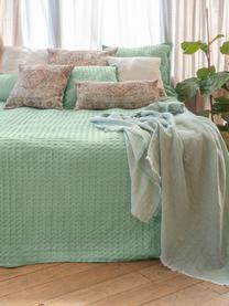 Narzuta z piki waflowej Panal, 100% bawełna, Zielony, S 180 x D 260 cm (do łóżek o wymiarach do 140 x 200 cm)