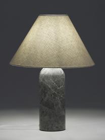 Grote tafellamp Gia met marmeren voet, Lampenkap: 50% linnen, 50% polyester, Lampvoet: marmer, Beige, donkergrijs, gemarmerd, Ø 46 x H 60 cm