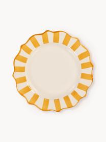 Ručne vyrobený raňajkový tanier Scalloped, Kamenina, Slnečná žltá, biela, Ø 22 cm