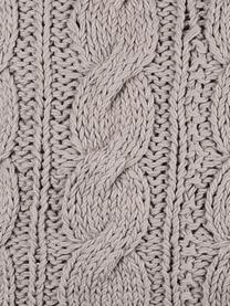 Strickkissen Stitch mit Zopfmuster, mit Inlett, Bezug: Baumwolle, Grau, 40 x 40 cm