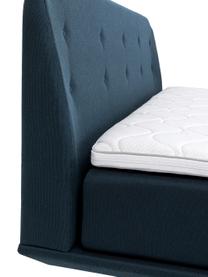 Boxspringbett Luna in Dunkelblau, Korpus: Massives Buchenholz, lack, Bezug: 100% Polyester, Webstoff Blau, 180 x 200 cm