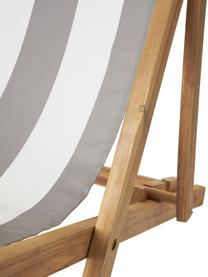 Tumbona plegable de madera de acacia Jola, Estructura: madera de acacia, aceitad, Asiento: tejido (100% poliéster), Madera de acacia, gris, blanco, An 58 x Al 98 cm
