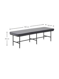 Samt-Sitzbank Comma, Bezug: Polyestersamt, Gestell: Stahl, pulverbeschichtet, Samt Grau, B 160 x H 46 cm