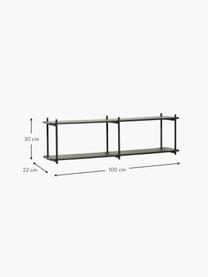 Estante de pared de madera de eucalipto Norm, Estantes: madera de eucalipto, Estructura: acero recubierto Este pro, Negro, An 100 x Al 30 cm