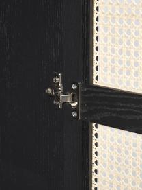 Armario pequeño con tejido vienés Aries, 2 puertas, Estructura: aglomerado con chapa de m, Patas: madera de roble, Madera de roble pintada en negro, An 100 x Al 194 cm
