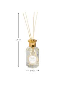 Diffuser White Marble (Mimose & Rose), Deckel: Metall, Flakon: Transparent Deckel: Goldfarben Stäbchen: Holz, Ø 9 x H 28 cm