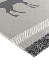 Petit tapis à franges Goliath, Gris, gris foncé, beige