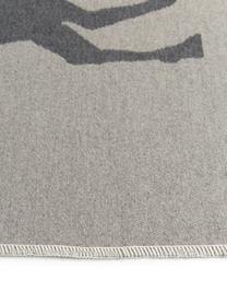 Kleiner Teppich Goliath mit Fransen und Hirschmotiv, 100% recycelte Baumwolle, Grau, Dunkelgrau, Beige, B 70 x L 120 cm (Größe XS)