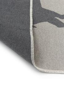 Kleiner Teppich Goliath mit Fransen und Hirschmotiv, 100% recycelte Baumwolle, Grau, Dunkelgrau, Beige, B 70 x L 120 cm (Grösse XS)