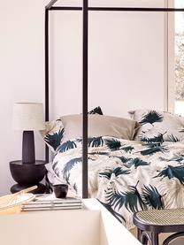 Baumwollsatin-Kissenbezug Aloha mit Palmenblättern, 65 x 65 cm, Webart: Satin Fadendichte 210 TC,, Vorderseite: Beige, Grün Rückseite: Beige, B 65 x L 65 cm