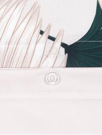 Baumwollsatin-Kissenbezug Aloha mit Palmenblättern, 65 x 65 cm, Webart: Satin Fadendichte 210 TC,, Vorderseite: Beige, Grün Rückseite: Beige, B 65 x L 65 cm
