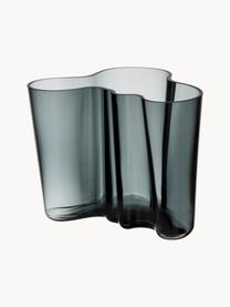 Mundgeblasene Vase Alvar Aalto, H 16 cm, Glas, mundgeblasen, Dunkelgrau, transparent, B 21 x H 16 cm