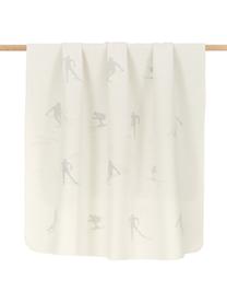 Manta de franela Skiers, 85% algodón, 15% poliacrílico, Blanco, gris, An 140 x L 200 cm