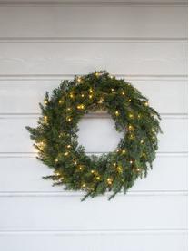 Couronne de Noël LED d'extérieur avec fonction de minuterie Byske, Vert foncé, Ø 60 x haut. 20 cm