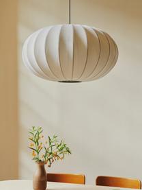 Hanglamp Knit-Wit, Lampenkap: kunstvezel, Decoratie: gecoat metaal, Gebroken wit, Ø 45 x H 26 cm