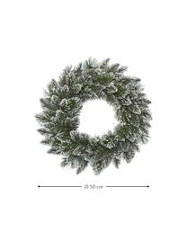 Corona navideña Finley, Plástico, Verde, blanco, Ø 50 x Al 15 cm