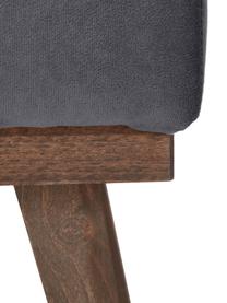 Zamatová podnožka s drevenými nohami Alva, Tmavosivá