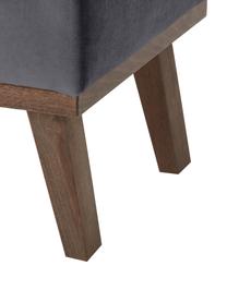 Sgabello in velluto grigio scuro e piedini in legno Alva, Rivestimento: velluto (copertura in pol, Struttura: legno di pino massiccio, Piedini: legno massello di faggio,, Grigio scuro, Larg. 74 x Prof. 44 cm