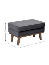 Sofa-Hocker Alva aus Samt in Dunkelgrau mit Buchenholz-Füssen, Bezug: Samt (Hochwertiger Polyes, Gestell: Massives Kiefernholz, Samt Dunkelgrau, B 74 x T 44 cm