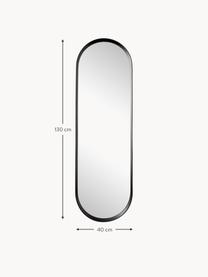 Ovaler Wandspiegel Norm, Rahmen: Aluminium, pulverbeschich, Spiegelfläche: Spiegelglas, Schwarz, B 40 x H 130 cm