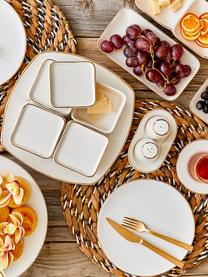 Handgemaakte ontbijtborden Allure met goudkleurige rand, 6 stuks, Keramiek, Wit, goudkleurig, Ø 21 cm