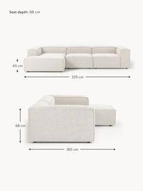 Modulares Ecksofa Lennon aus Bouclé, Bezug: Bouclé (100 % Polyester) , Gestell: Massives Kiefernholz, Spe, Bouclé Off White, B 327 x T 180 cm, Eckteil rechts