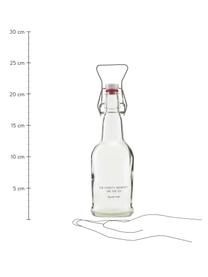 Fles Bottle, Fles: glas, Sluiting: porselein, silicone, Houder: edelstaal, Transparant, Ø 8 x H 25 cm