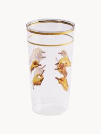 Designer Wasserglas Lipsticks, Dekor: Gold, Transparent, Gelb, Ø 7 x H 13 cm, 375 ml