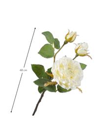 Kunstzweig Rose, Weiss, Kunststoff, Metalldraht, Weiss, L 48 cm
