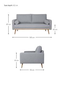 Sofá Saint (2 plazas), Tapizado: poliéster Alta resistenci, Estructura: madera de pino maciza, ag, Tejido gris azulado, An 169 x F 87 cm